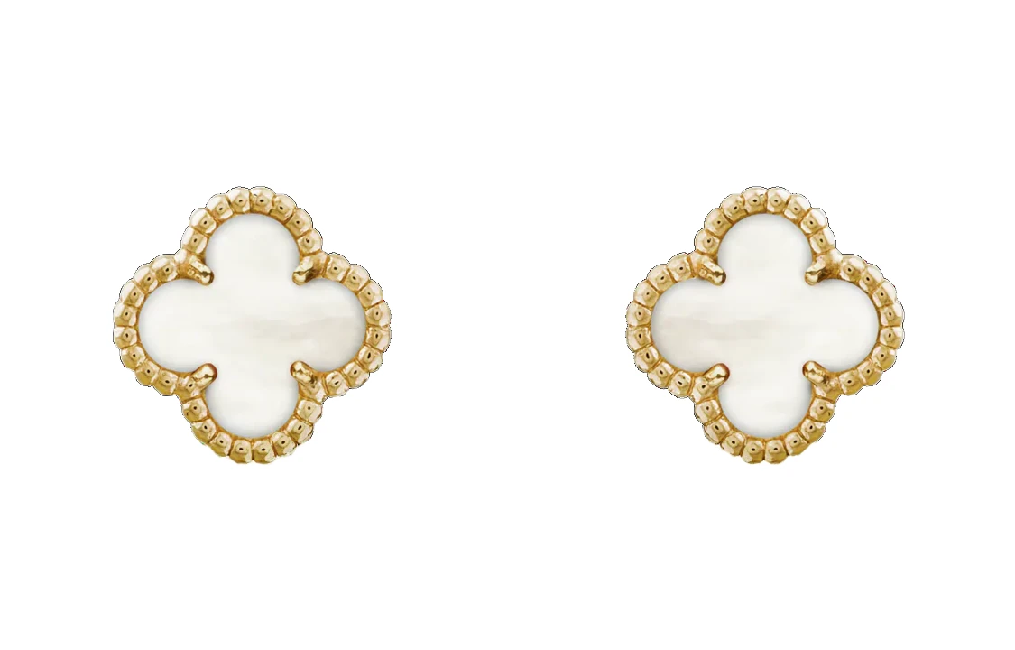 商品[国内直发] Van Cleef & Arpels|梵克雅宝 Sweet Alhambra 珍珠贝母四叶草k金耳钉 9.5mm 小号,价格¥22876,第1张图片