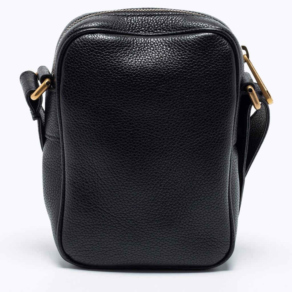 Gucci Black Leather Logo Print Messenger Bag商品第4张图片规格展示