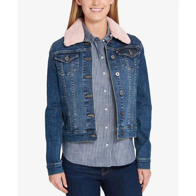 商品Tommy Hilfiger|Faux-Fur Collar Denim Jacket, Created for Macy's,价格¥284,第1张图片