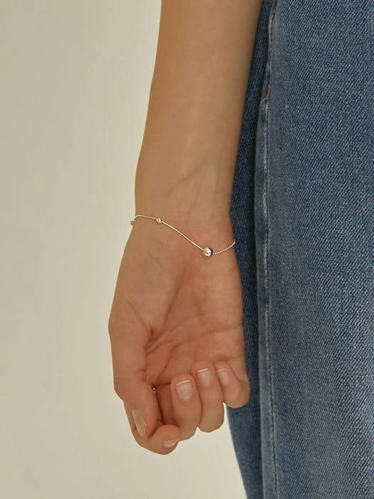 商品LUNNE|Silver Ball Chain Silky Bracelet #LSB02,价格¥440,第5张图片详细描述