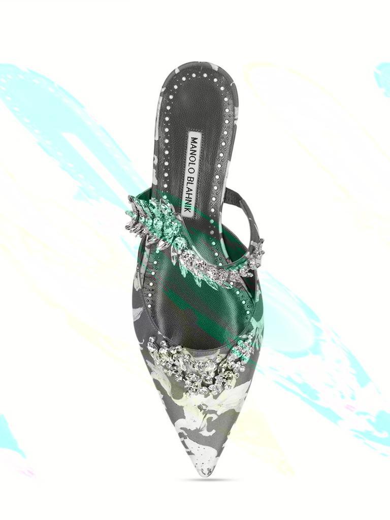 商品Manolo Blahnik|10mm Lurum Satin Flats,价格¥5824,第4张图片详细描述