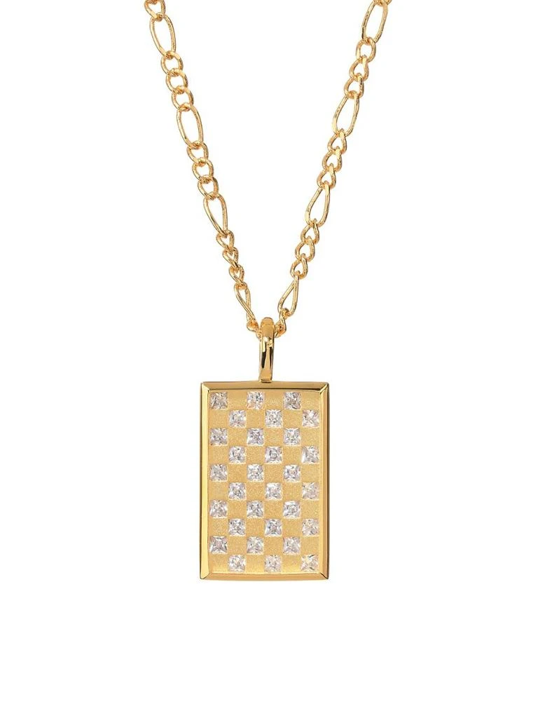商品Luv AJ|The Checkerboard 14K-Gold-Plate & Cubic Zirconia Dog Tag Necklace,价格¥392,第1张图片