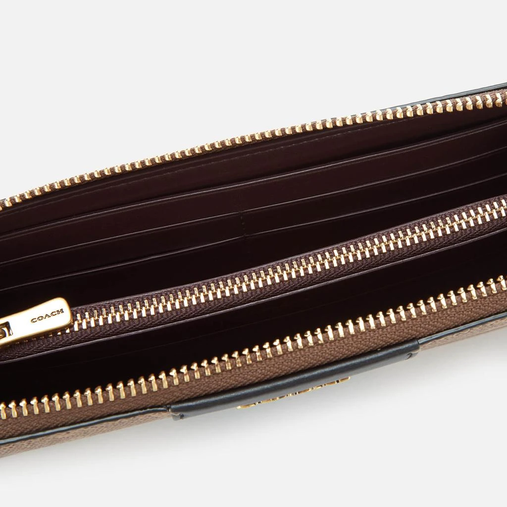 商品Coach|Coach Women's Colorblock Coated Canvas Signature Slim Accordion Zip Purse - Tan Black,价格¥668,第3张图片详细描述