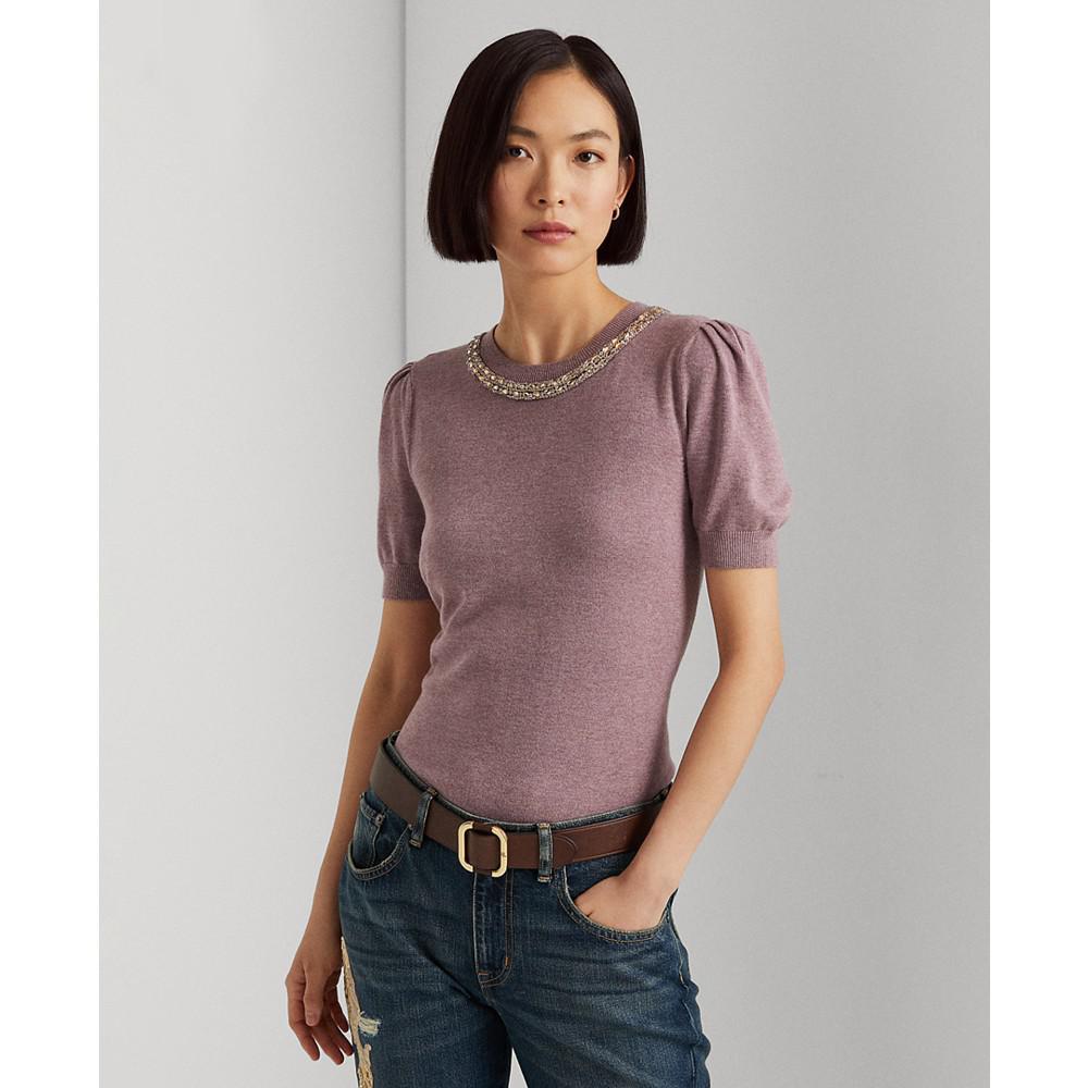 商品Ralph Lauren|Beaded Short-Sleeve Sweater,价格¥1067,第1张图片