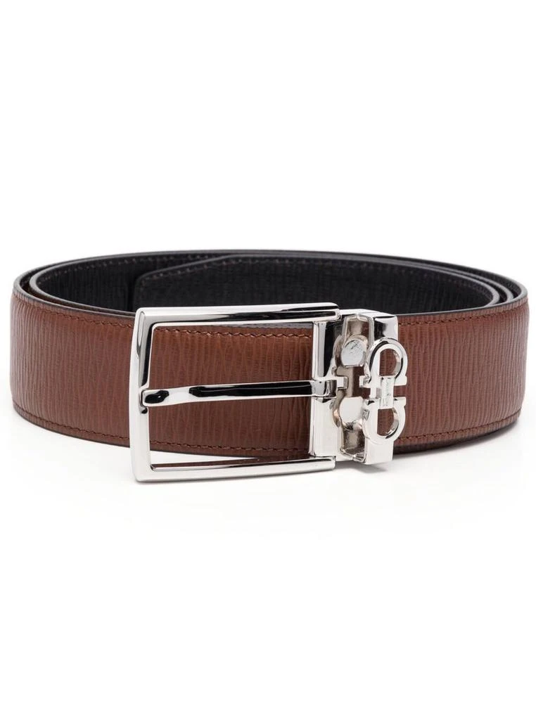 商品Salvatore Ferragamo|Cerimonia Brown Hammered Leather Belt Salvatore Ferragamo Man,价格¥2701,第1张图片