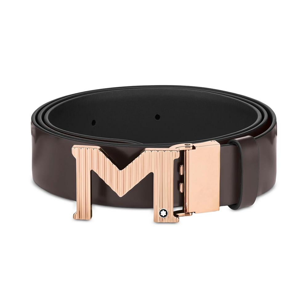 M Buckle Reversible Leather Belt商品第2张图片规格展示