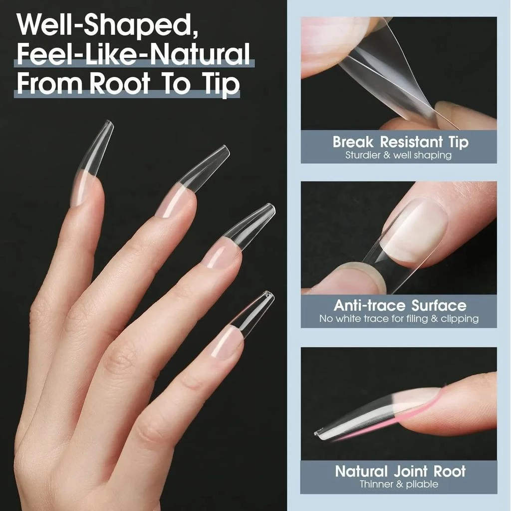 商品[国内直发] MODELONES|500-piece Long Coffin-Shaped Nail Art Tools Kit(Coffin/Square/Almond),价格¥219,第4张图片详细描述