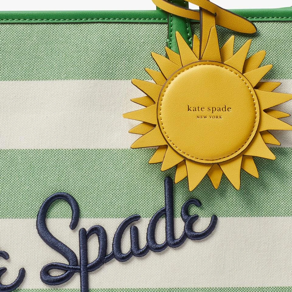 Kate Spade New York Women's Market Cabana Canvas Medium Tote Bag - Green Multi. 商品