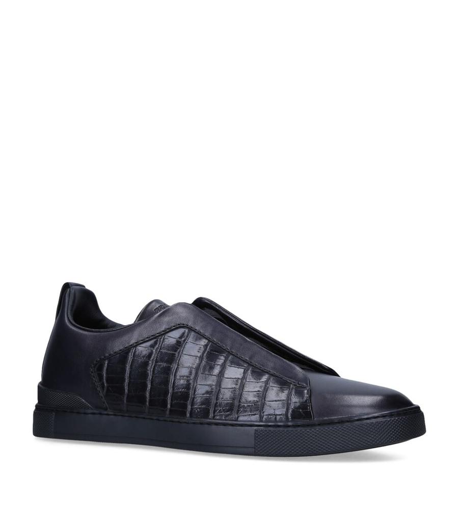 Zegna Zegna Crocodile Leather Triple Stitch Sneakers - Casual