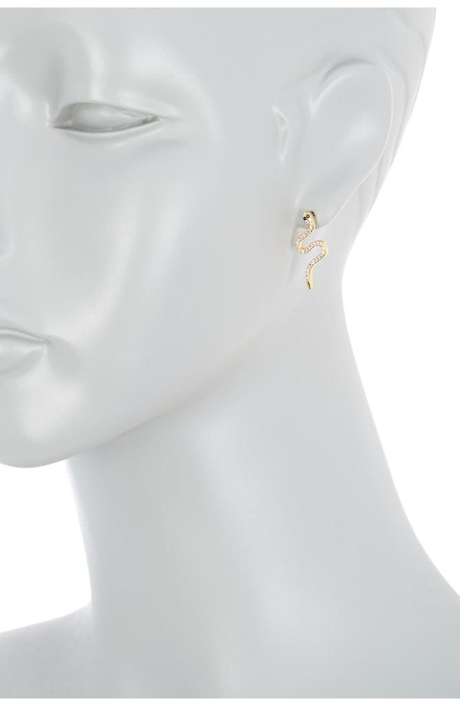 14K Yellow Gold Plated Swarovski Crystal Snake Stud Earrings商品第2张图片规格展示