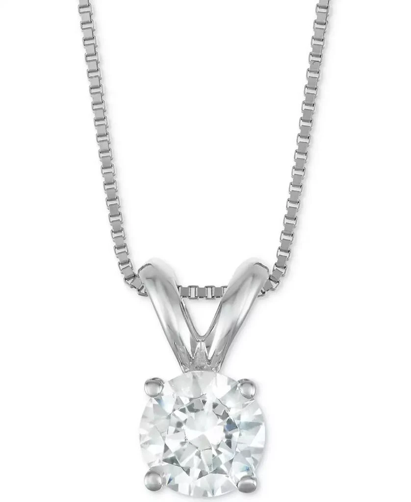 商品Macy's|Diamond Solitaire 18" Pendant Necklace (1/2 ct. t.w.) in 14k White Gold,价格¥7570,第1张图片