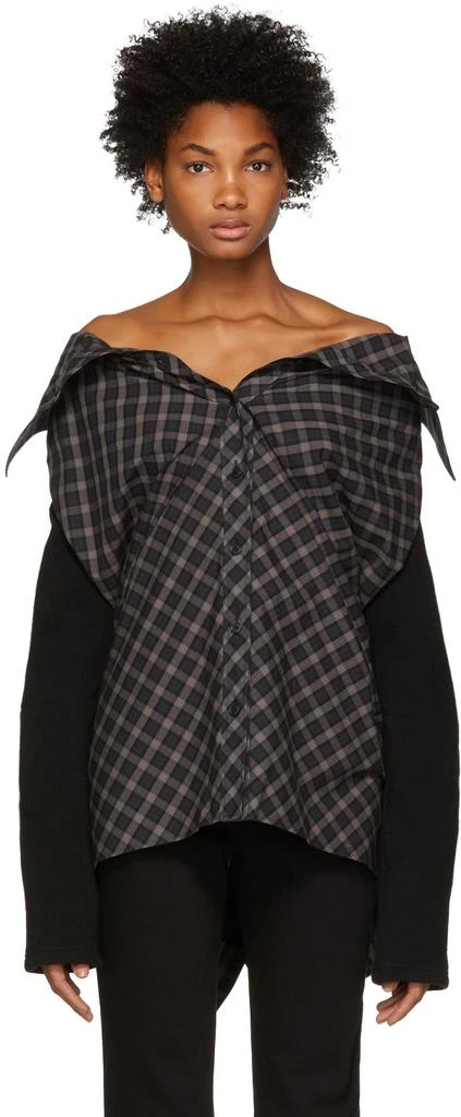 商品Ambush|Grey Nobo Check Off-The-Shoulder Shirt,价格¥1289,第1张图片