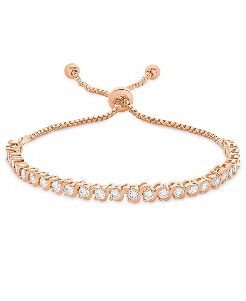 商品Macy's|Cubic Zirconia "S" Link Bolo Adjustable Bracelet in Rose Gold Plate,价格¥122,第1张图片