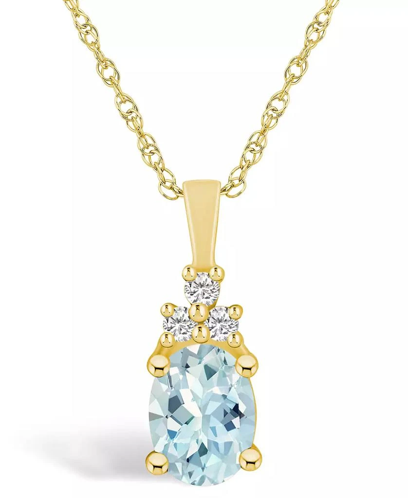 商品Macy's|Aquamarine (1-1/7 Ct. T.W.) and Diamond (1/10 Ct. T.W.) Pendant Necklace in 14K Yellow Gold,价格¥20809,第1张图片