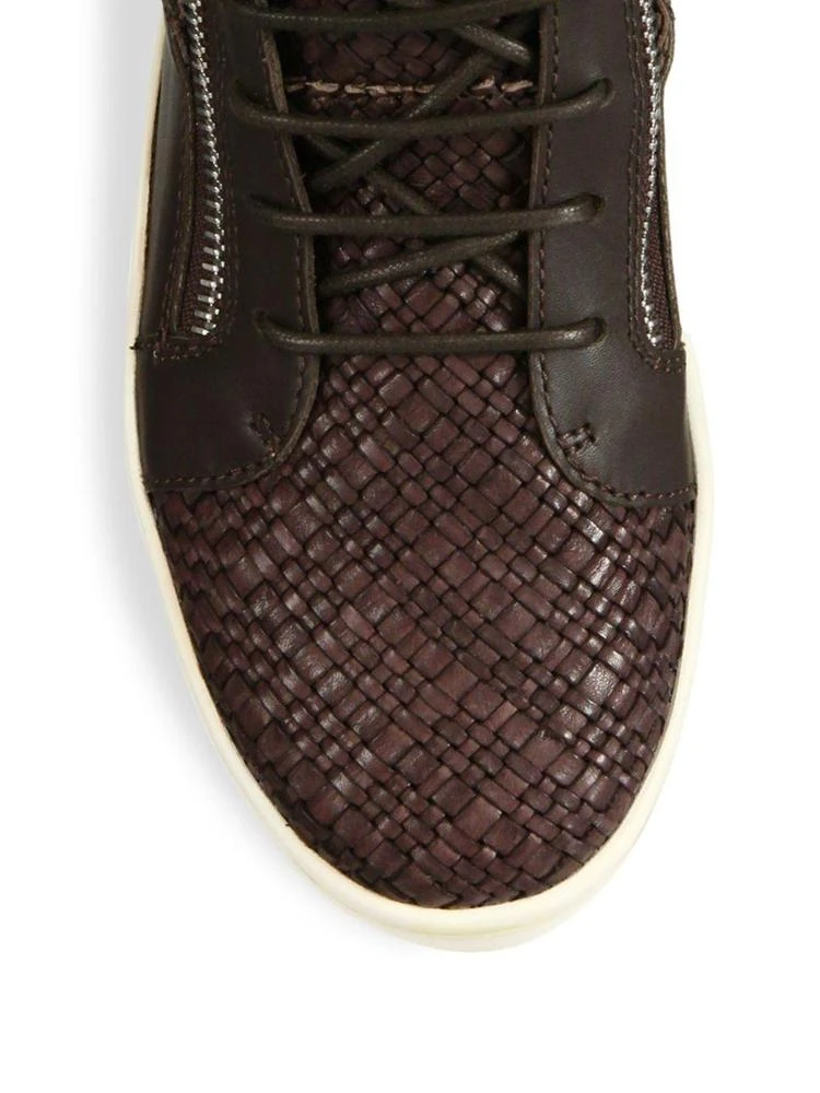 商品Giuseppe Zanotti|Woven Leather Mid-Top Sneakers,价格¥3731,第3张图片详细描述