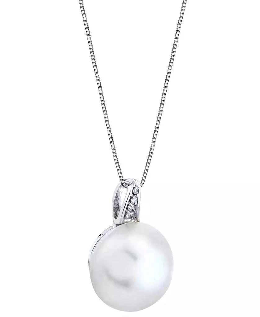 商品Macy's|Cultured Freshwater Pearl (14mm) & Diamond Accent 18" Pendant Necklace in 10k White Gold,价格¥1986,第2张图片详细描述