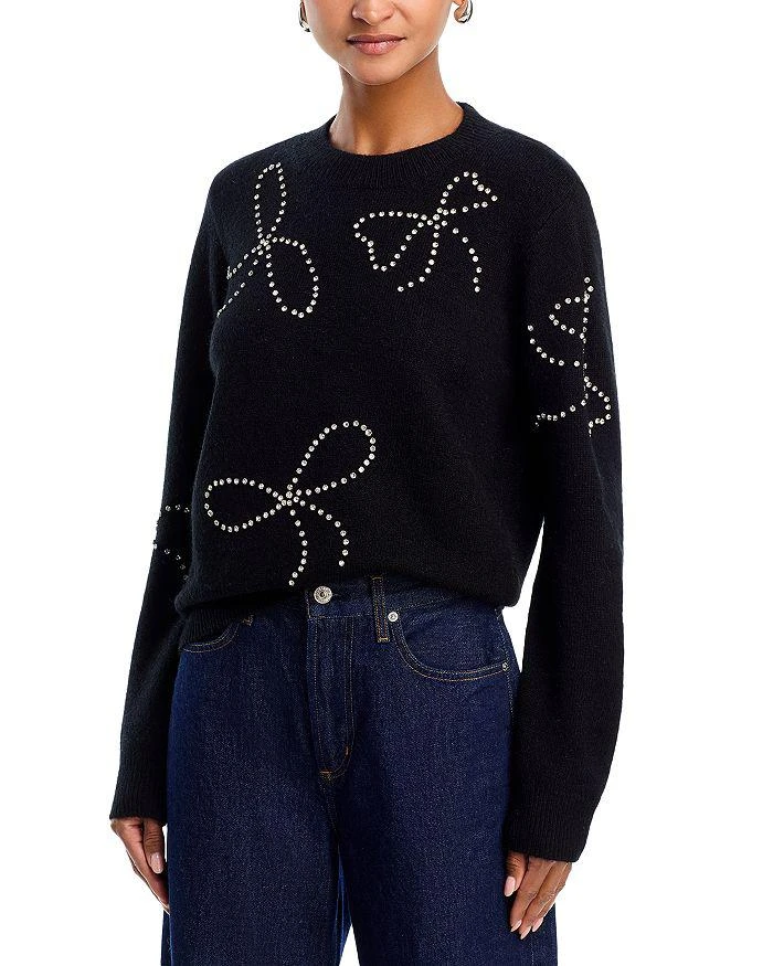 商品AQUA|Rhinestone Bow Sweater - Exclusive,价格¥649,第1张图片详细描述