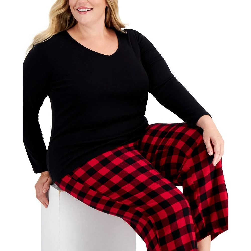 商品Charter Club|Plus Size Flannel Long Sleeve Mix It Pajama Set, Created for Macy's,价格¥89,第3张图片详细描述