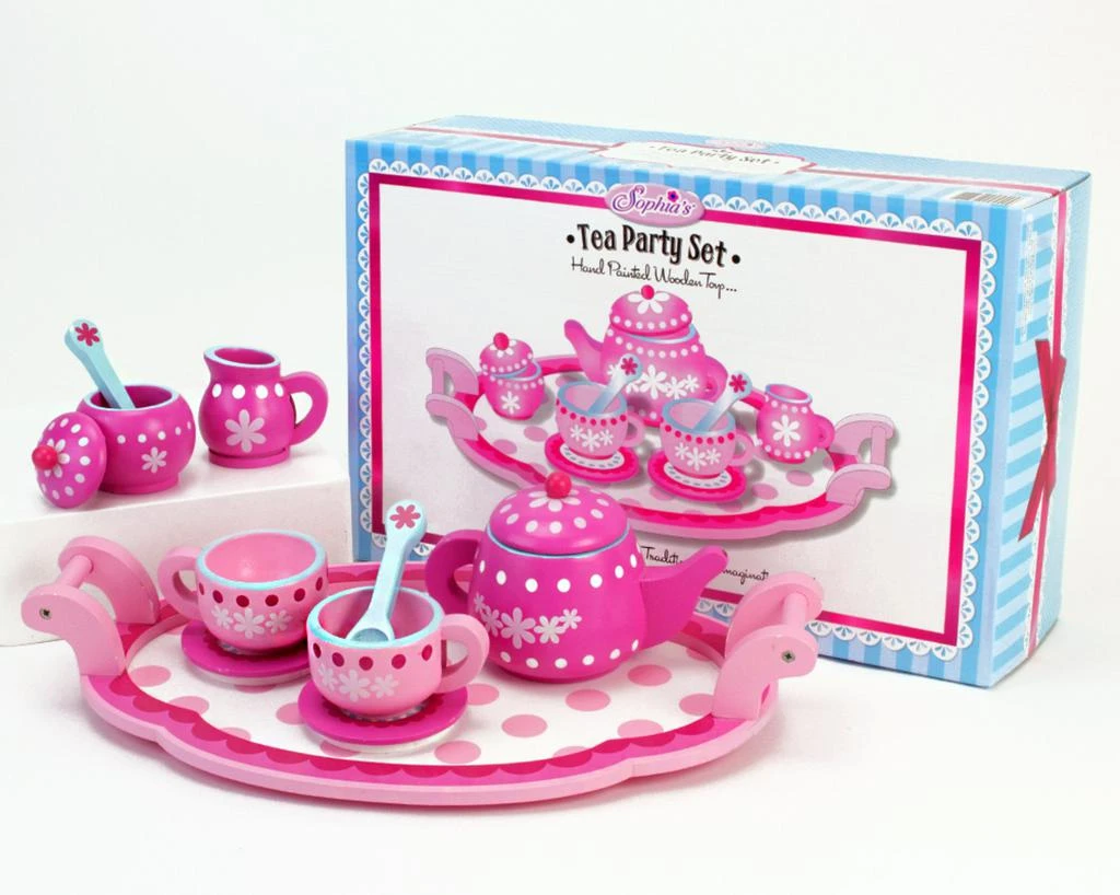 商品Teamson|Sophia’s 10 Piece Wooden Tea Party Set, Pink,价格¥294,第2张图片详细描述