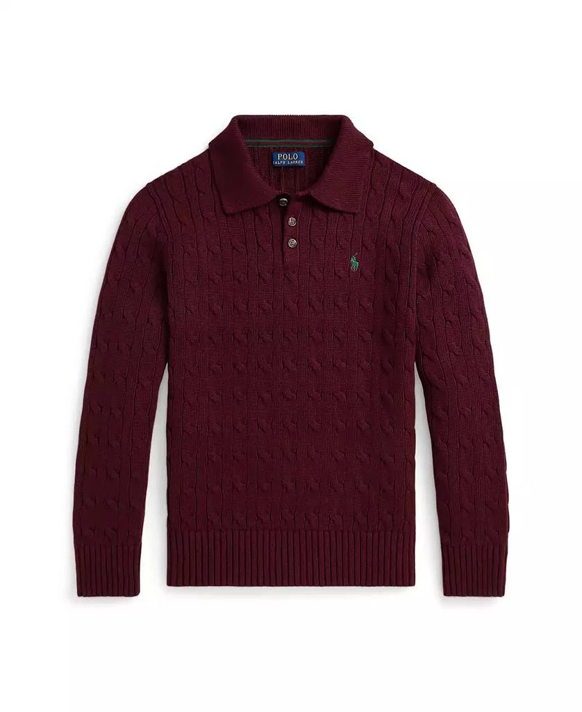 商品Ralph Lauren|Big Boys Cable-Knit Cotton Polo Sweater,价格¥359,第1张图片