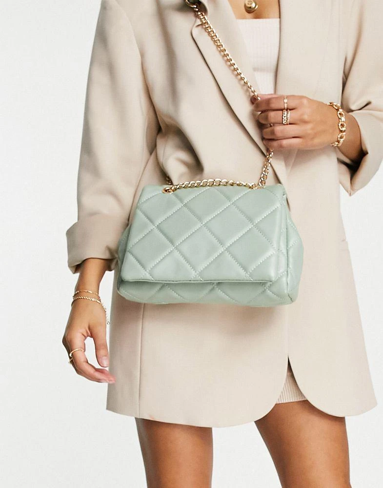 商品ASOS|ASOS DESIGN shoulder bag with diamond quilt in sage green,价格¥99,第3张图片详细描述