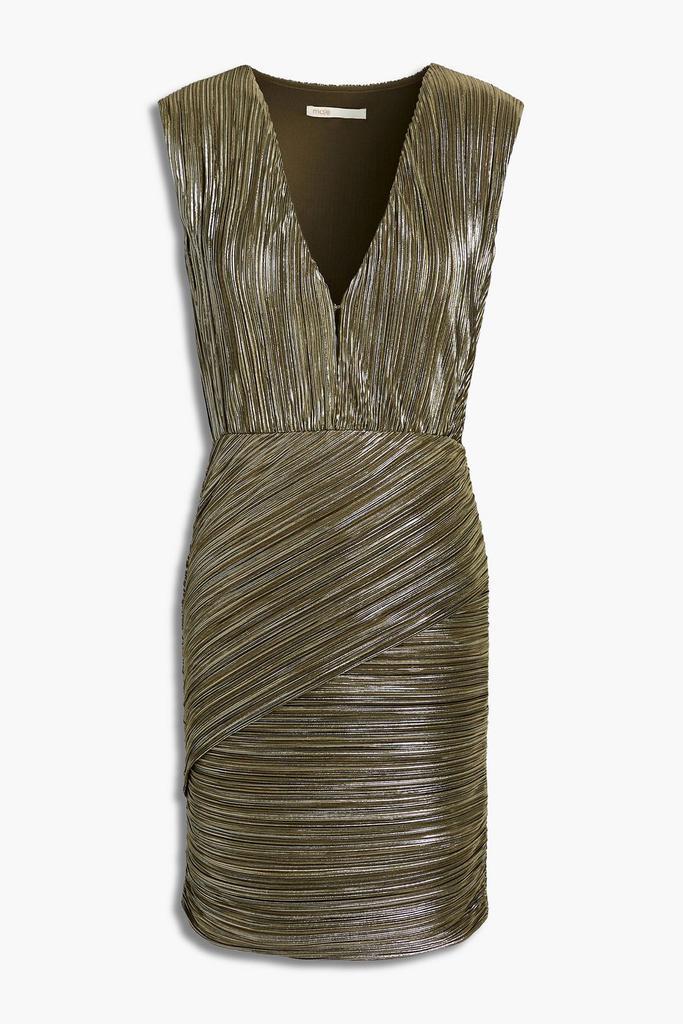 商品Maje|Romea metallic plissé-crepe mini dress,价格¥1126,第1张图片