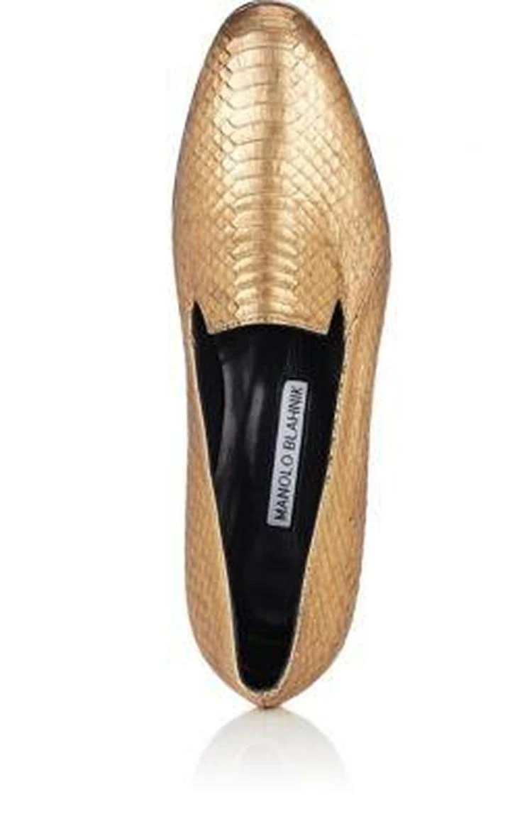 商品Manolo Blahnik|Diplas Metallic Snakeskin Loafers,价格¥3488,第4张图片详细描述