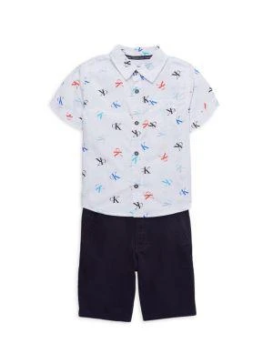 商品Calvin Klein|Little Boy’s 2-Piece Logo Shirt & Shorts Set,价格¥188,第1张图片