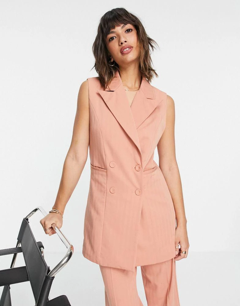 商品Y.A.S.|Y.A.S co-ord double breasted waistcoat in coral,价格¥258,第1张图片