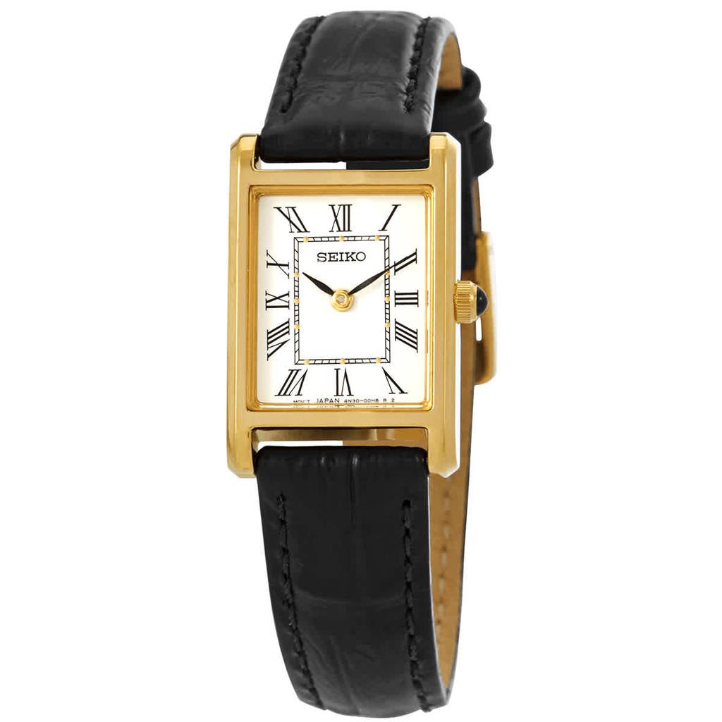 Seiko | Seiko Quartz White Dial Black Leather Ladies Watch SWR054 786.42元 商品图片