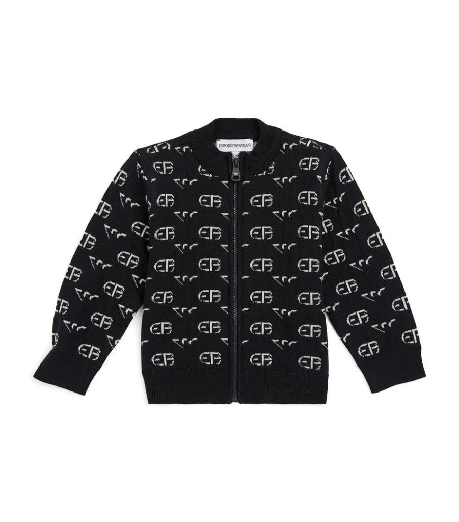 商品Emporio Armani|Wool All-Over Logo Jacket (9-36 Months),价格¥1187,第1张图片