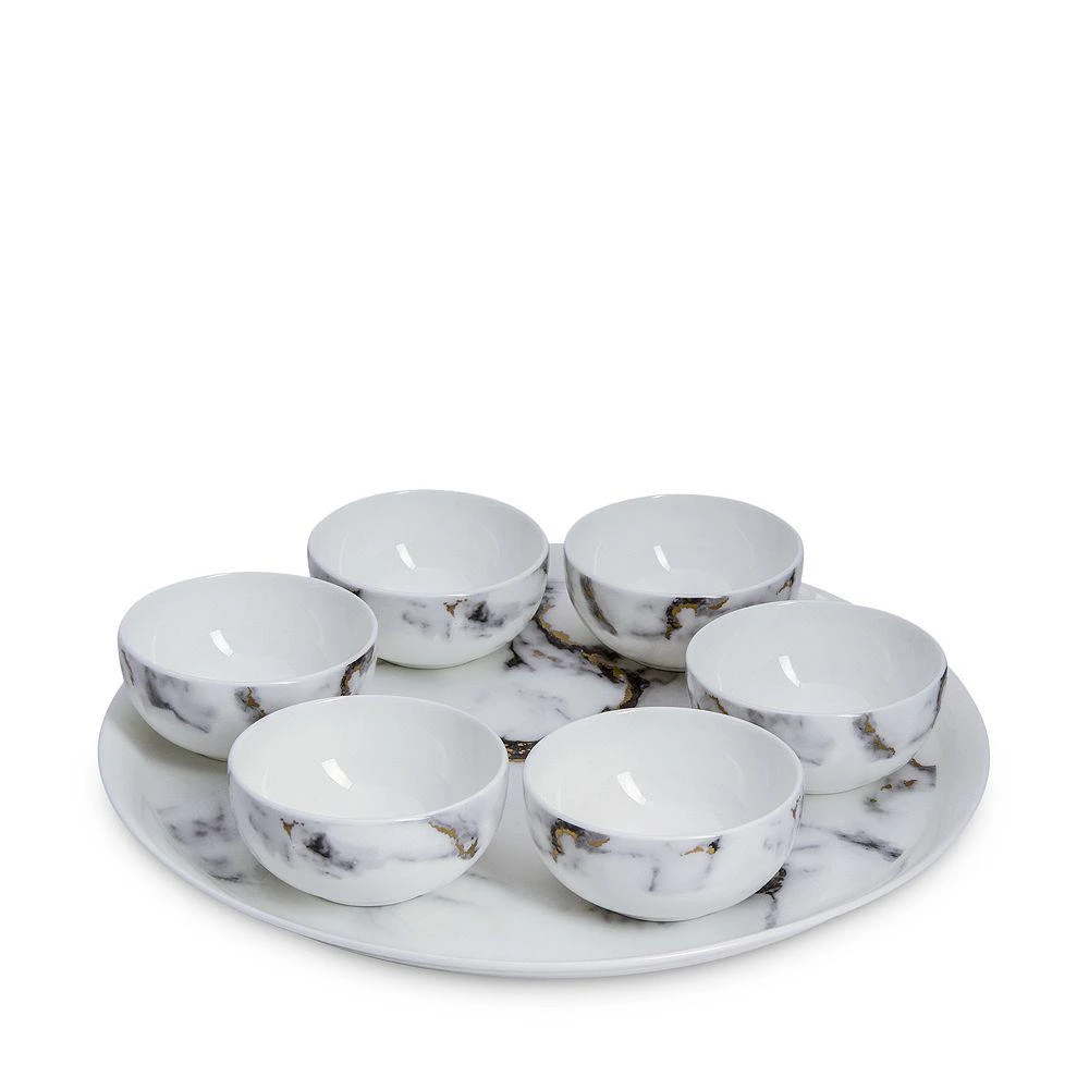 商品Prouna|Marble Venice Fog 7-Piece Seder Plate/Appetizer Set,价格¥2084,第1张图片