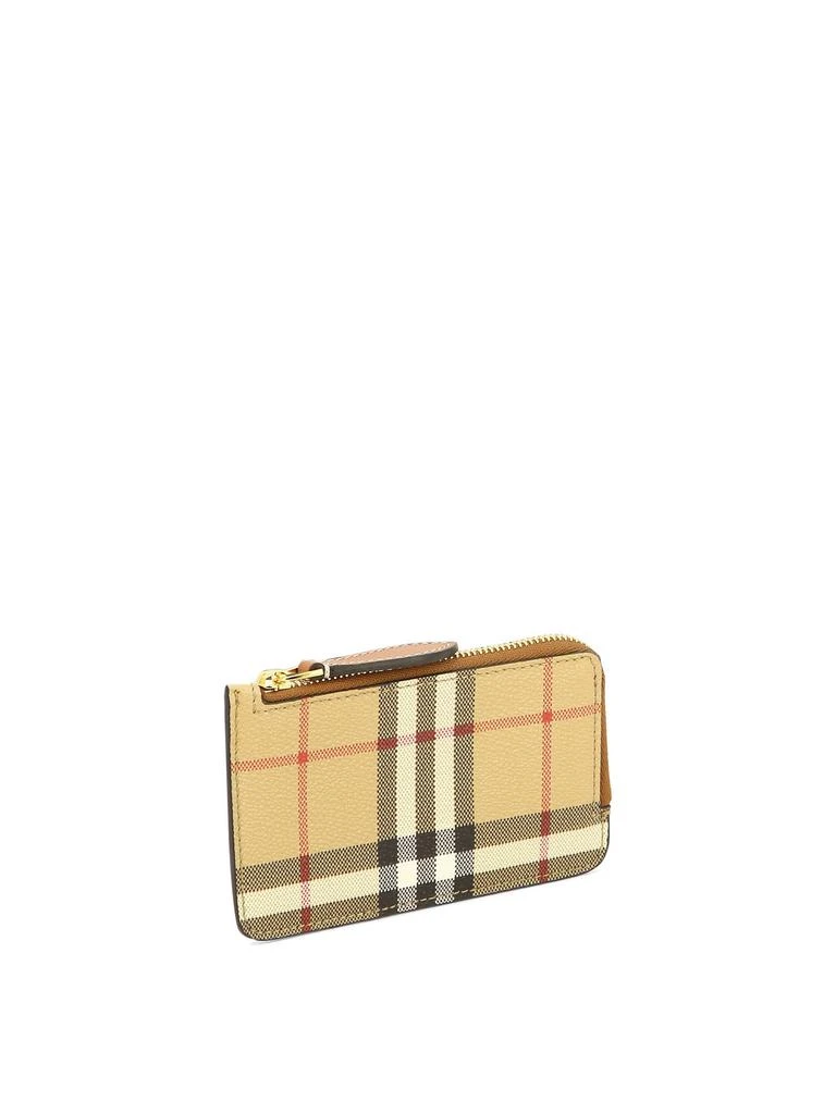 商品Burberry|Check And Leather Zip Card Case Wallets & Card Holders Beige,价格¥1208,第2张图片详细描述