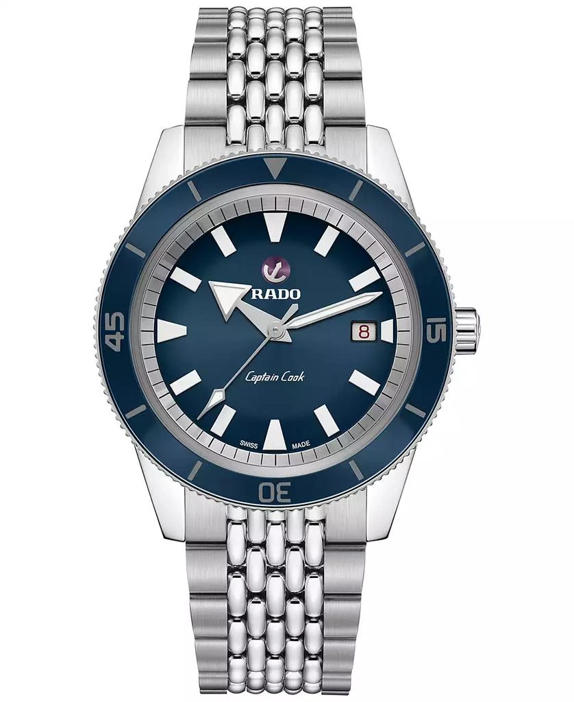 商品Rado|Men's Swiss Automatic Captain Cook Tradition Stainless Steel Diver Bracelet Diver Watch 42mm,价格¥16709,第1张图片