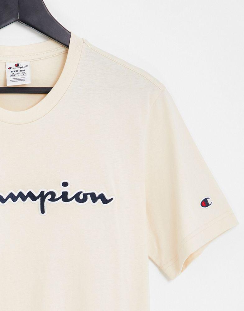 Champion t-shirt with large logo in tan商品第2张图片规格展示