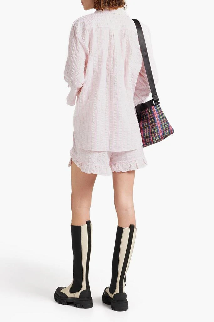 商品Ganni|Ruffled striped cotton-seersucker pajama top,价格¥545,第3张图片详细描述