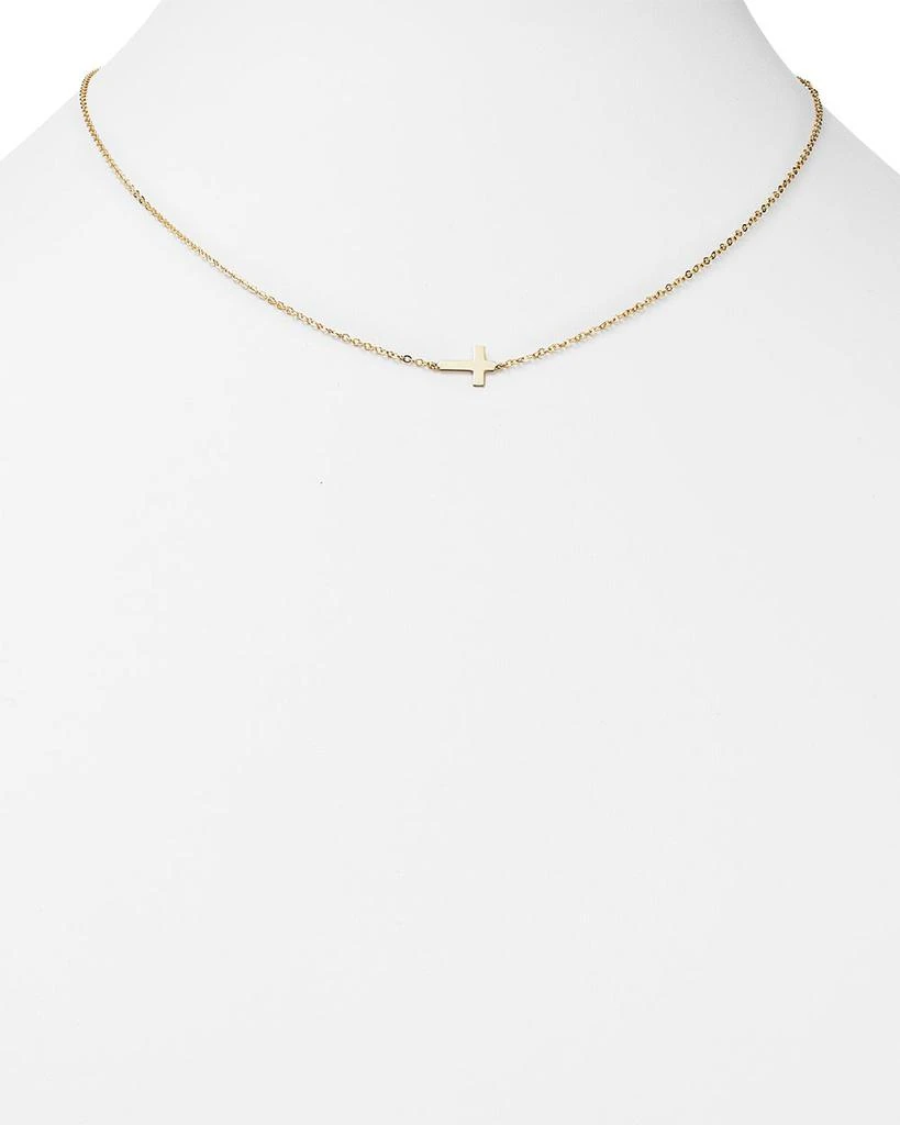 14K Yellow Gold Small Cross Necklace, 18" - Exclusive 商品