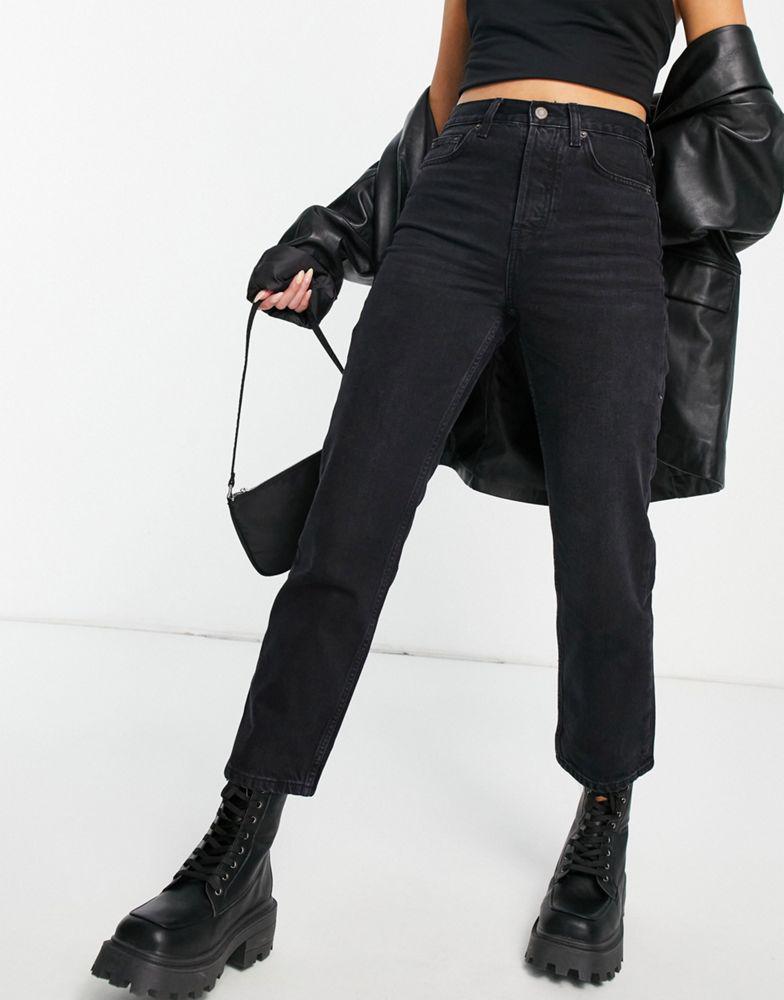 Topshop editor straight leg jeans in washed black商品第3张图片规格展示