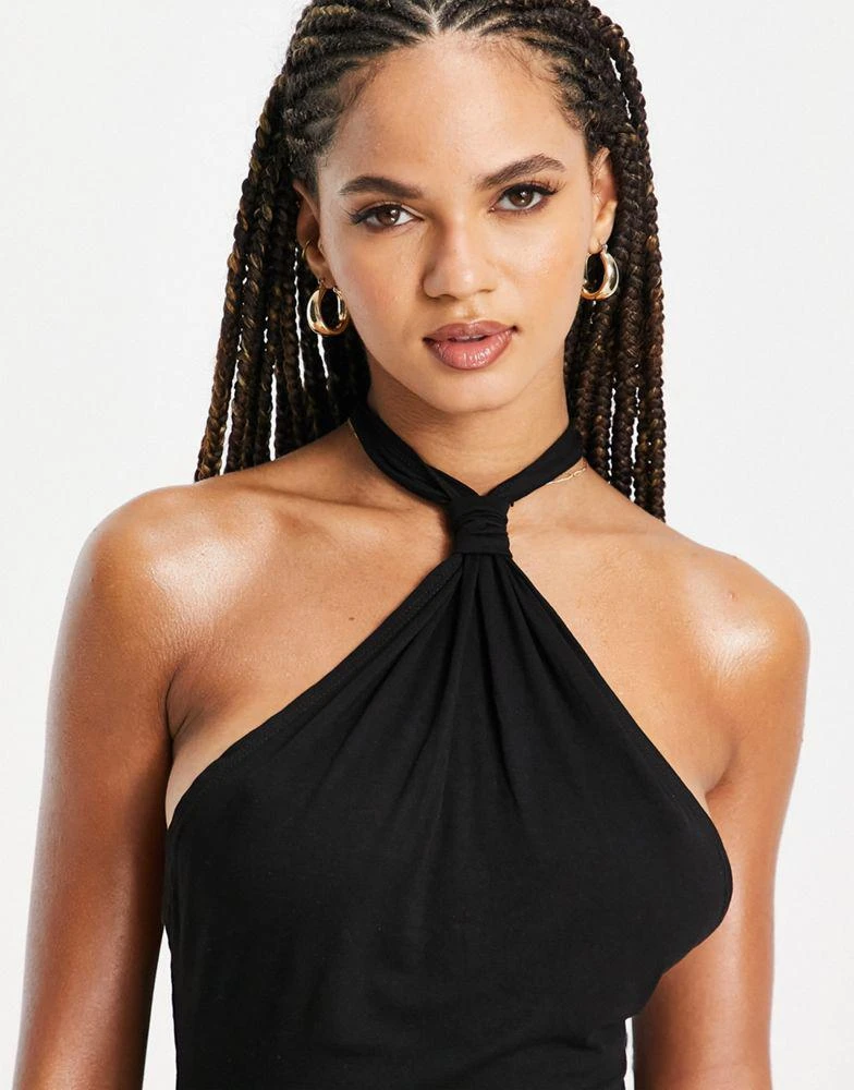 商品ASOS|ASOS DESIGN knot halter top in black,价格¥29,第3张图片详细描述