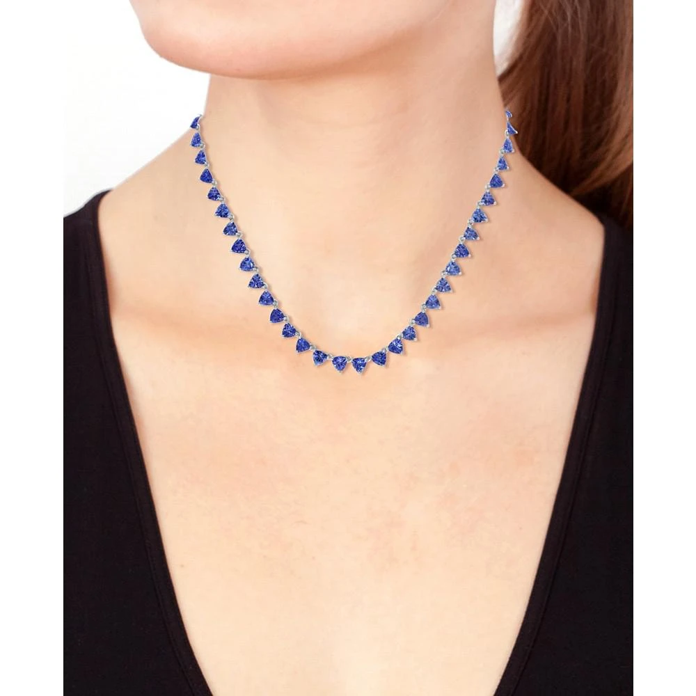 商品Effy|EFFY® Tanzanite Trillion 18" Collar Necklace (19-3/4 ct. t.w.) in Sterling Silver,价格¥28117,第2张图片详细描述