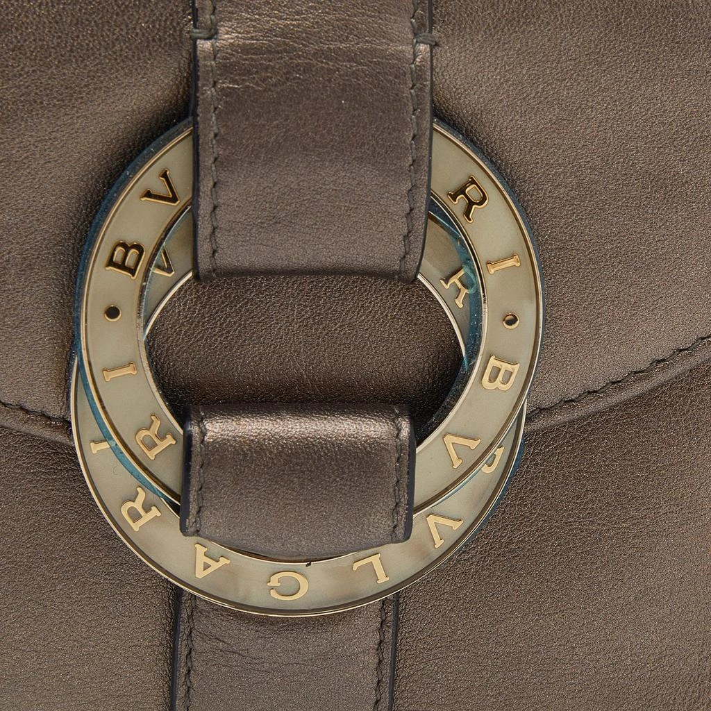Bvlgari Metallic Brown Leather Double Ring Flap Compact Wallet 商品