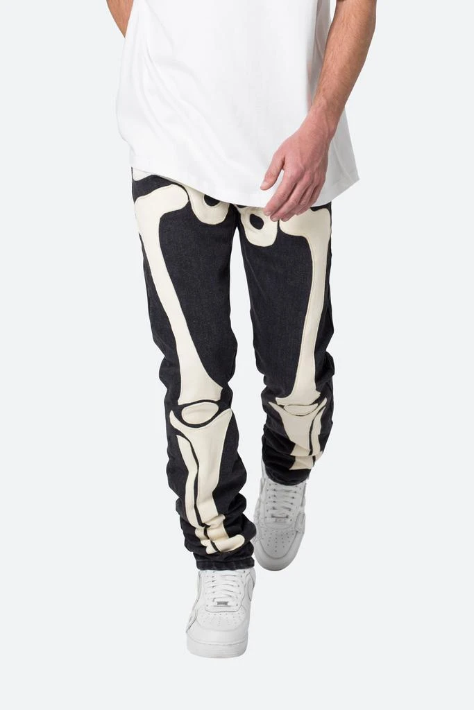 D184 Skeleton Straight Denim - Black/White 商品