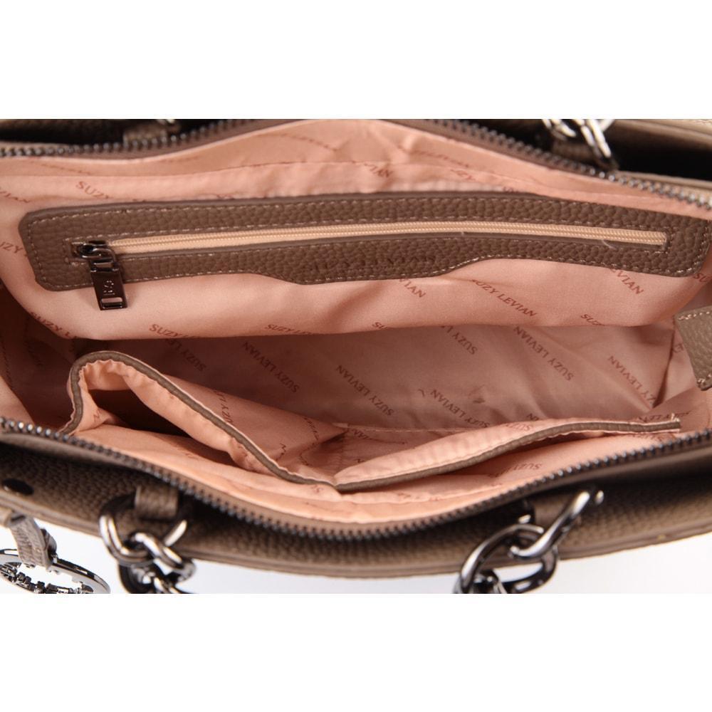 商品Suzy Levian|Suzy Levian Pebbled Faux Leather Rhinestone Satchel Handbag,价格¥1096,第6张图片详细描述