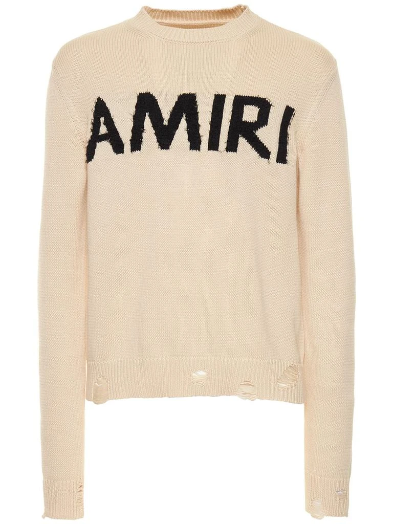 商品AMIRI|Logo Intarsia Cotton Blend Knit Sweater,价格¥7547,第1张图片