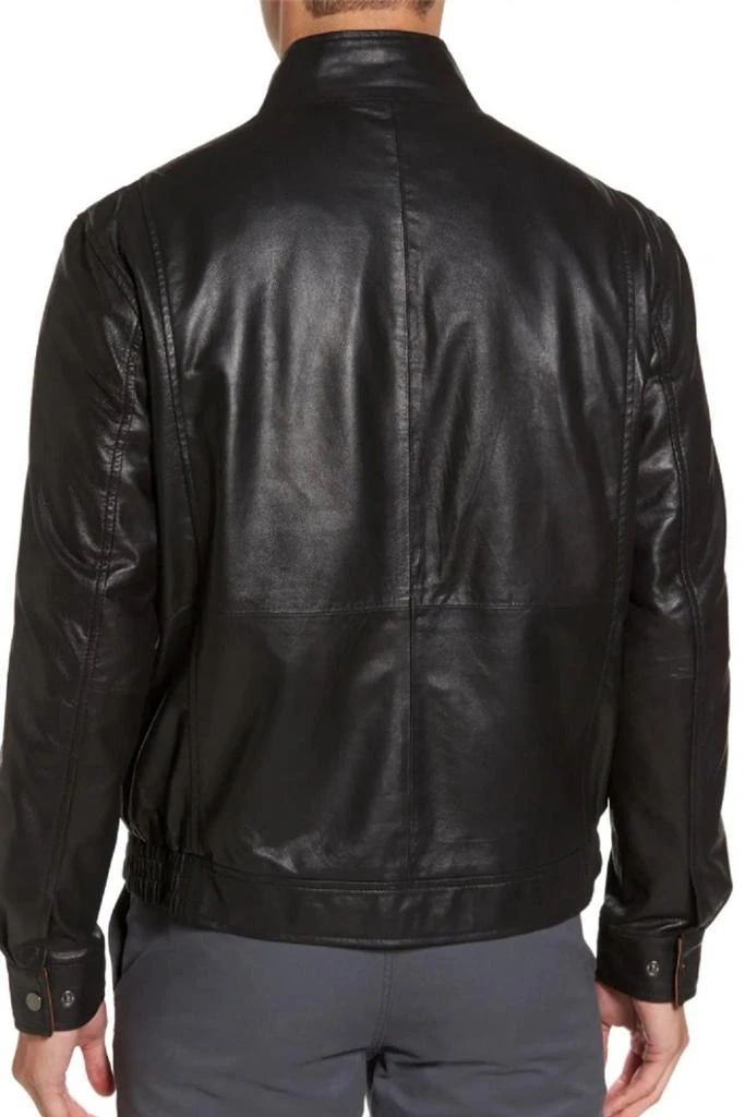 商品Missani Le Collezioni|Contrast Trim Lambskin Leather Jacket,价格¥2253,第2张图片详细描述