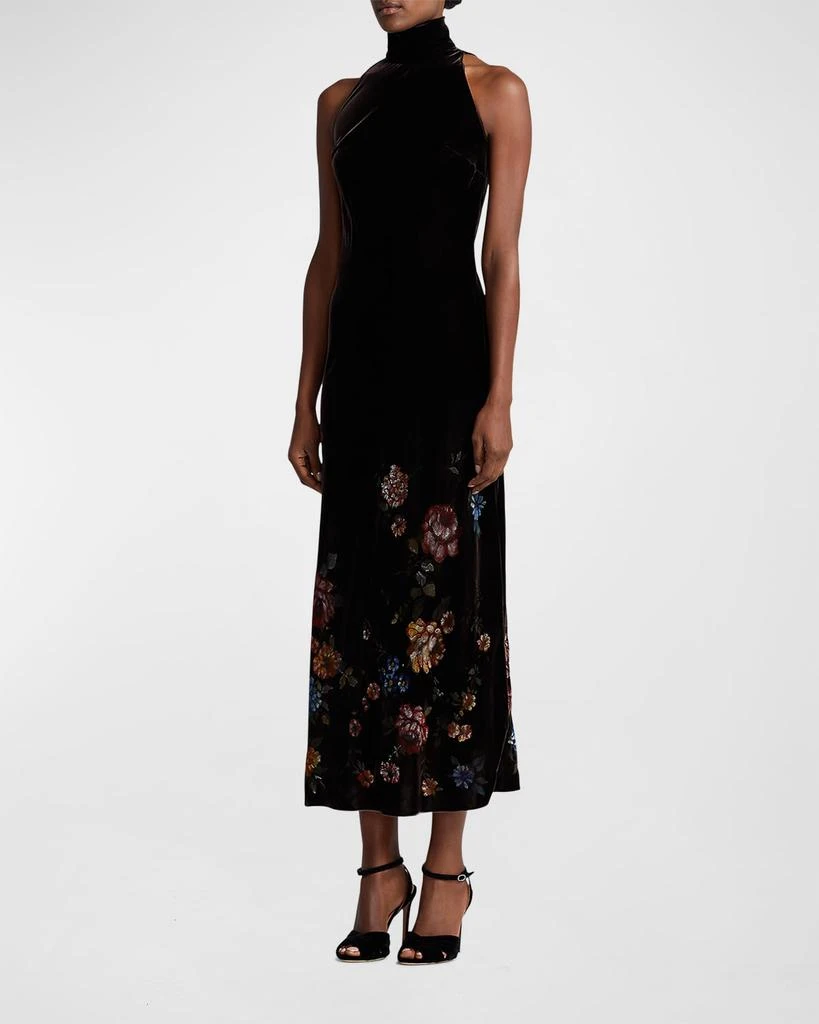 商品Ralph Lauren|Orilla Floral Turtleneck Velvet Tea-Length Dress,价格¥8495,第3张图片详细描述