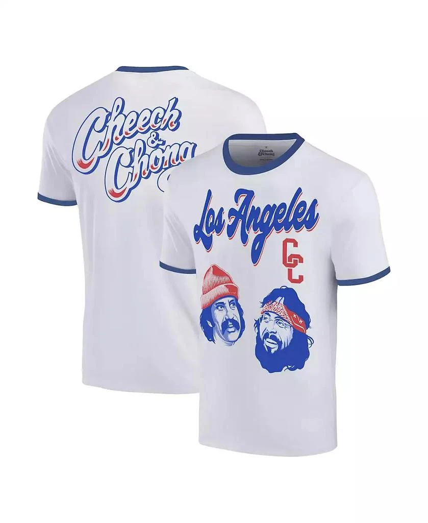 商品Ripple Junction|Men's White Cheech Chong Los Angeles Baseball Ringer T-Shirt,价格¥262,第1张图片