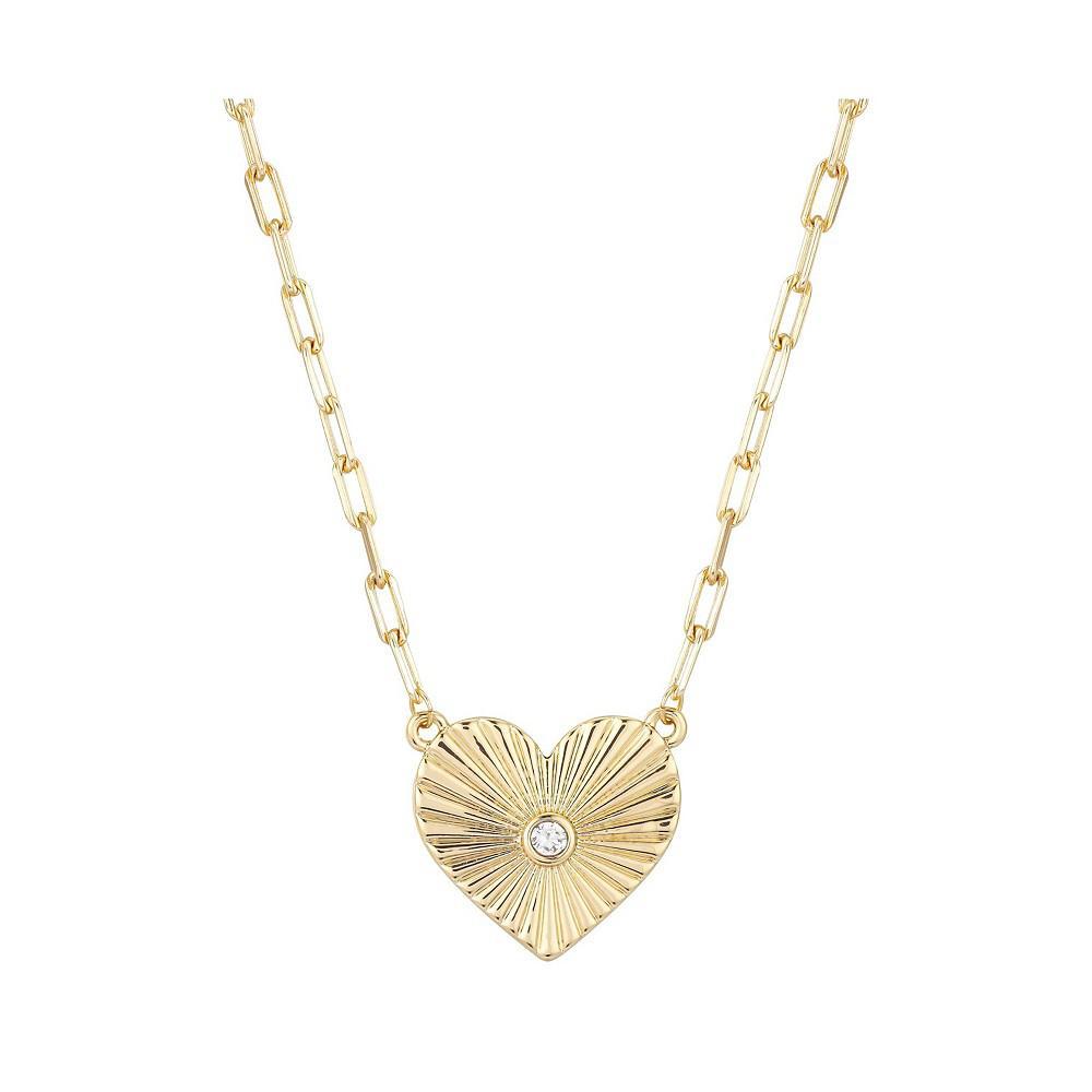 商品Unwritten|Gold Flash-Plated Diamond Cut Heart Pendant Link Necklace, 16+2" Extender,价格¥179,第1张图片