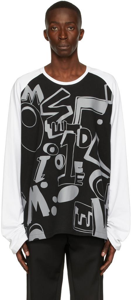 商品We11done|Black & White Spread Logo Long Sleeve T-Shirt,价格¥3515,第1张图片