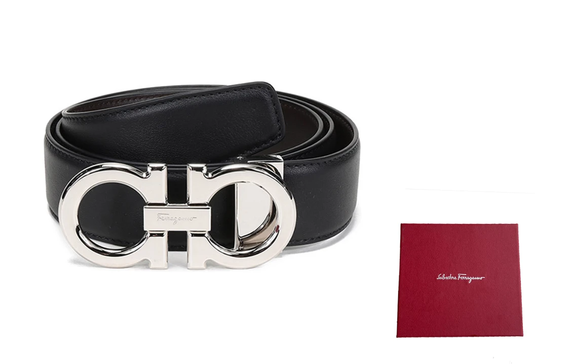 商品[国内直发] Salvatore Ferragamo|【可定制刻字】 FERRAGAMO菲拉格慕 双面银扣气质高级感 平滑扣 牛皮 皮带 男款 棕/黑色 宽3.5cm,价格¥2918,第7张图片详细描述